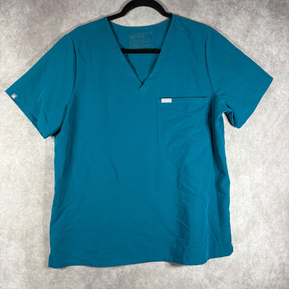 FIGS Scrub Top Womens XL Teal Casma Three-Pocket V-Neck FW1000‎ Medical Nurse